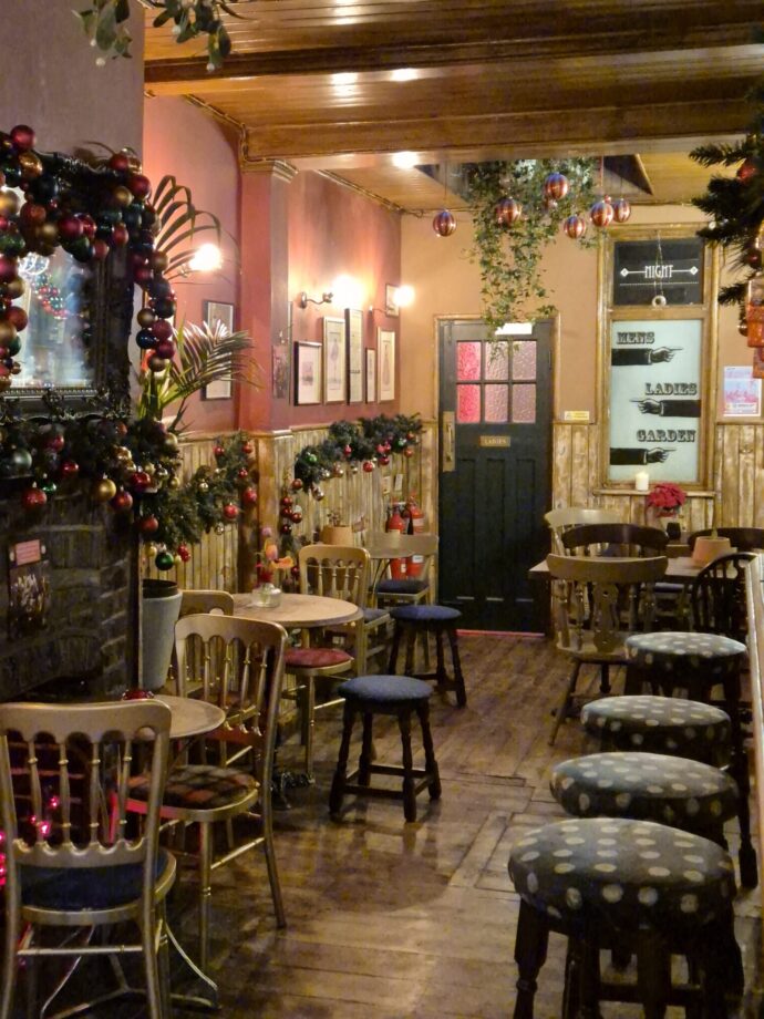 Christmas at The Harlequin pub, Clerkenwell, London