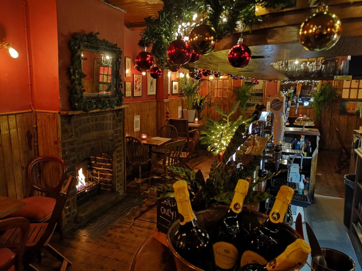 Christmas at The Harlequin pub, Clerkenwell, London
