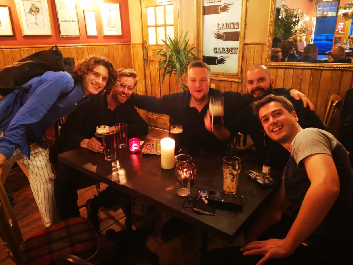 Socialising at The Harlequin pub, Clerkenwell, London