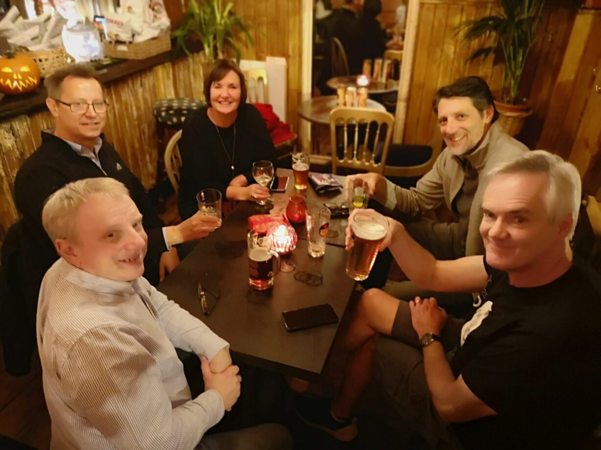 Socialising at The Harlequin pub, Clerkenwell, London