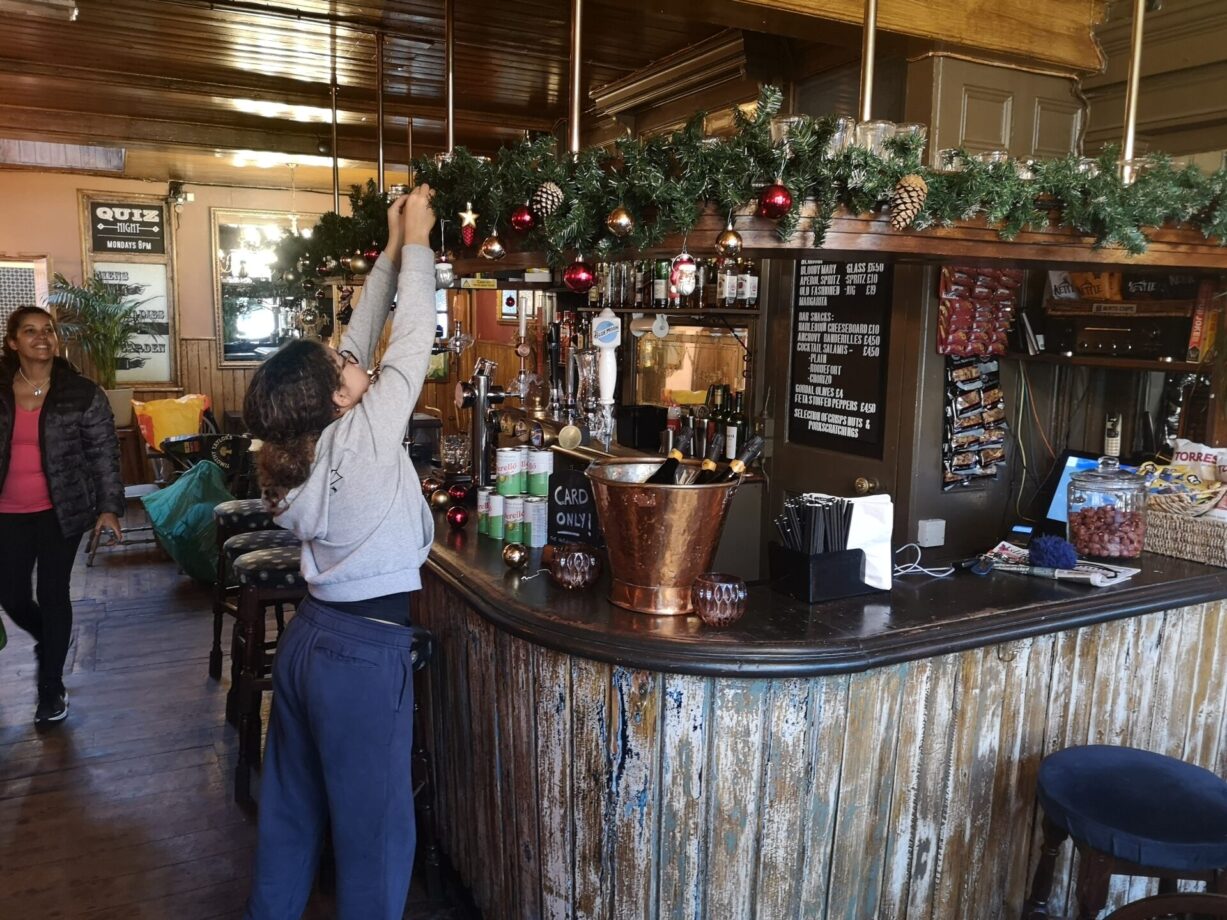 Christmas at The Harlequin pub, Clerkenwell, London